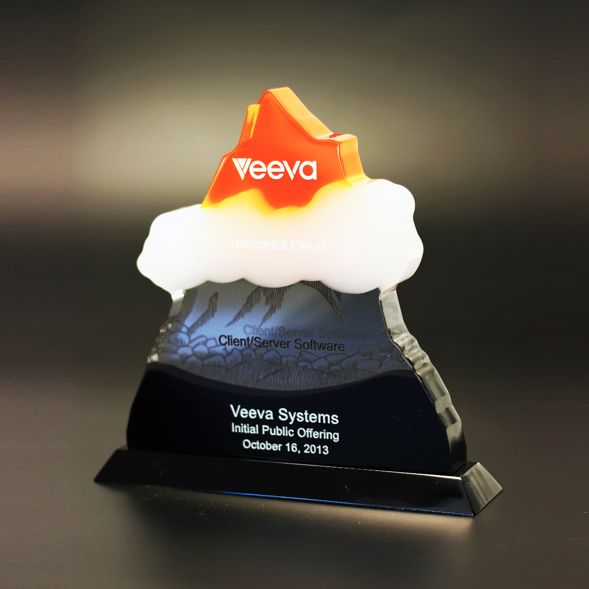Cloud overhanging a mounting peak  A Veeva Award  award with cloud  