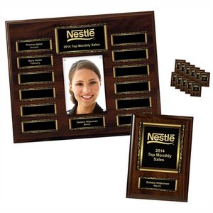 perpetual 12 plate, Employee, of, Month, laser, commemorative, recognition, premier, corporate, gift, achievement, wood