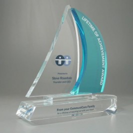 Custom Lucite sailboat recognition award and trophy 