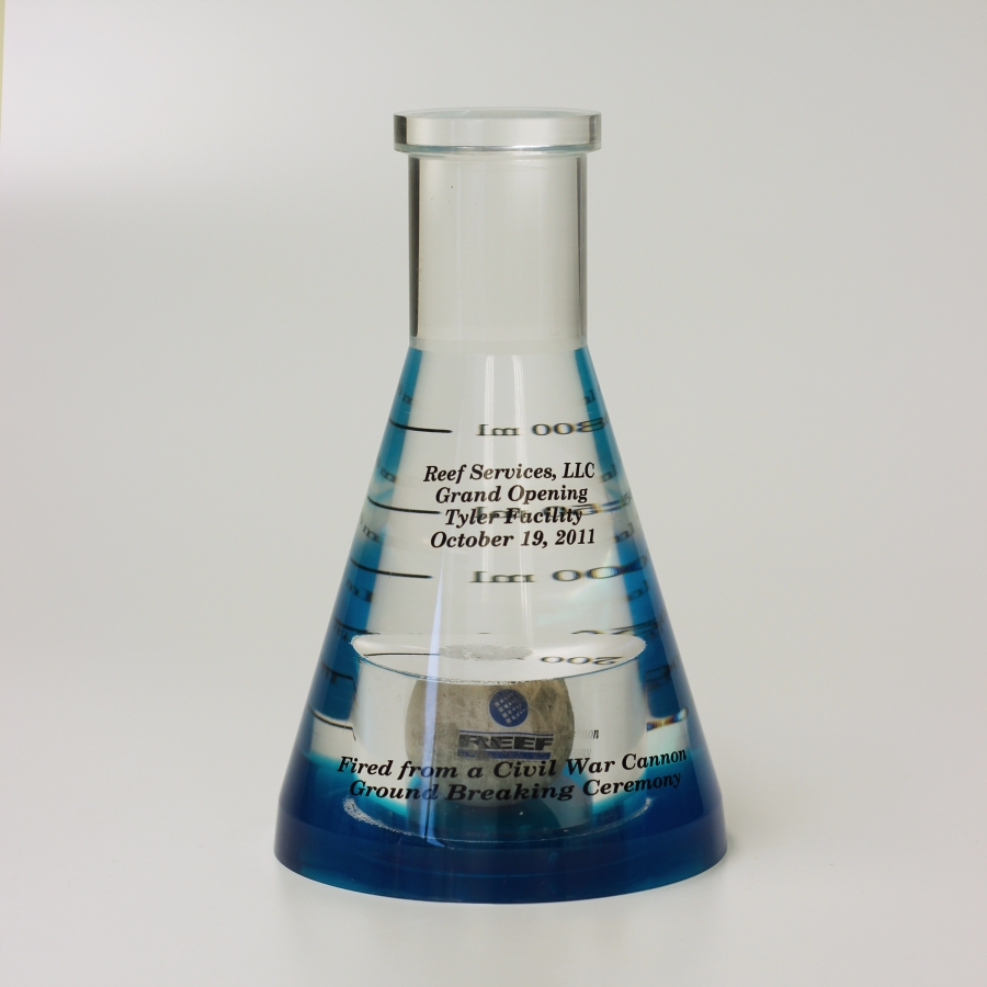 Custom Lucite beaker shaped award or display for medical recognition