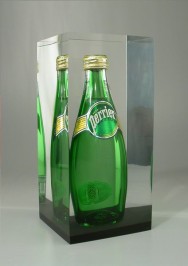 Perrier bottle embedded in Lucite award  display or trophy