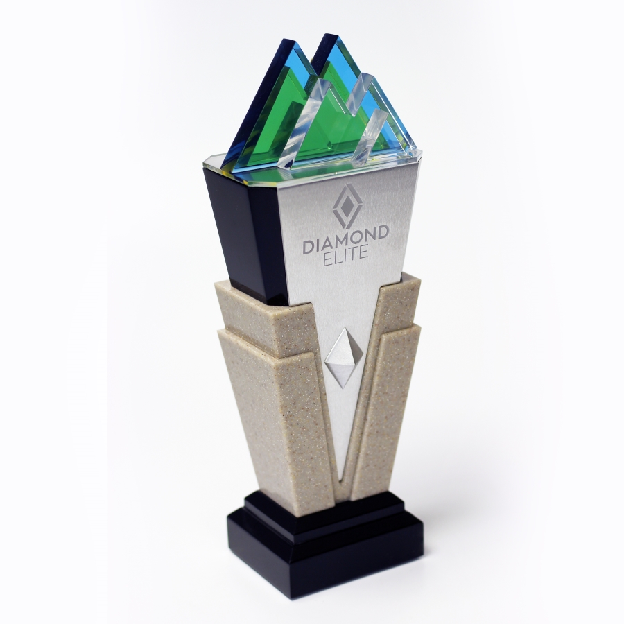 This custom shaped award is for most discriminating clients