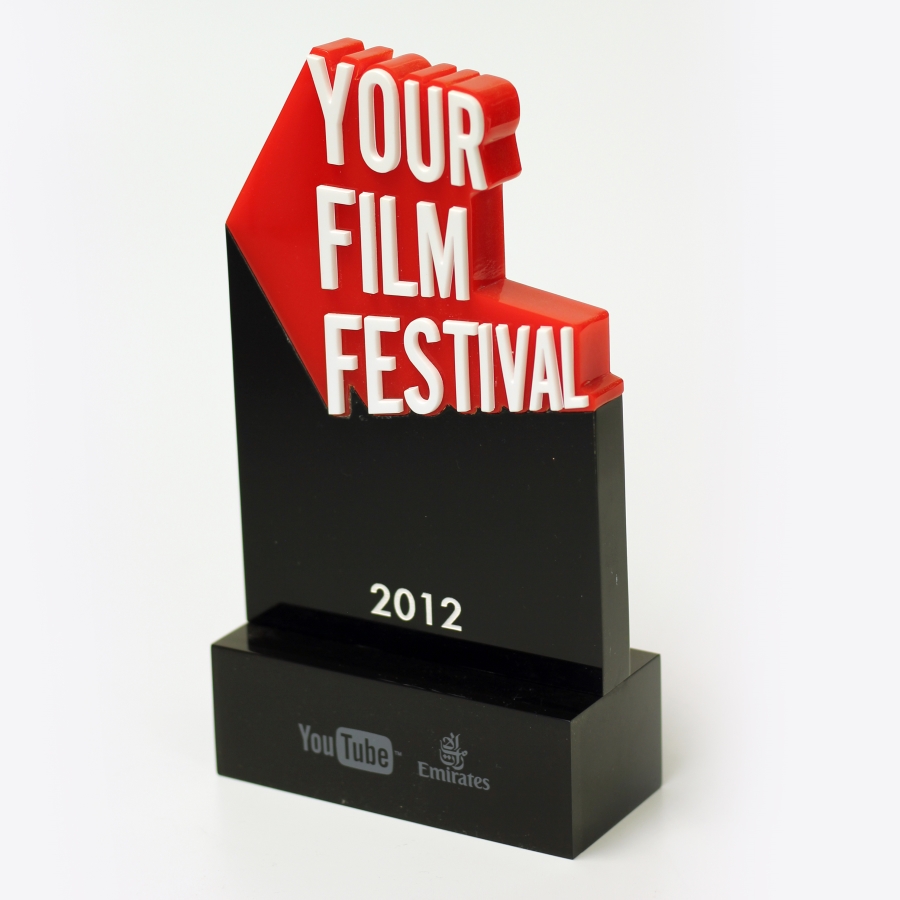 Lucite custom shaped Movie film recognition award