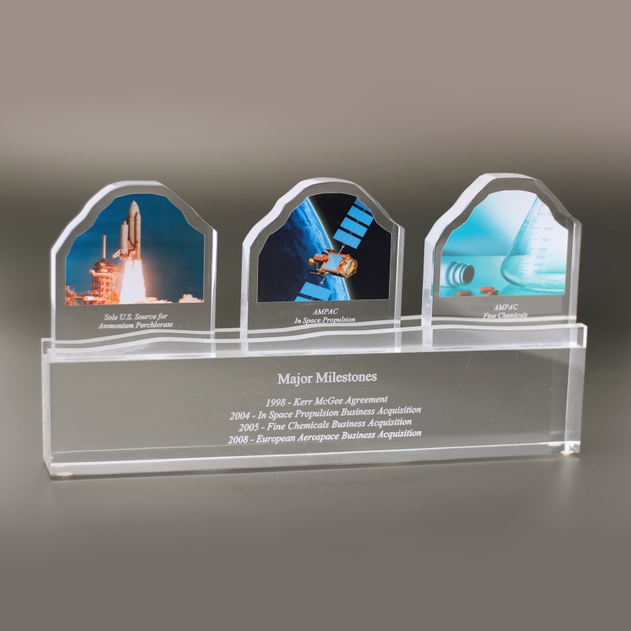 3 piece Lucite wall gift or display with photos