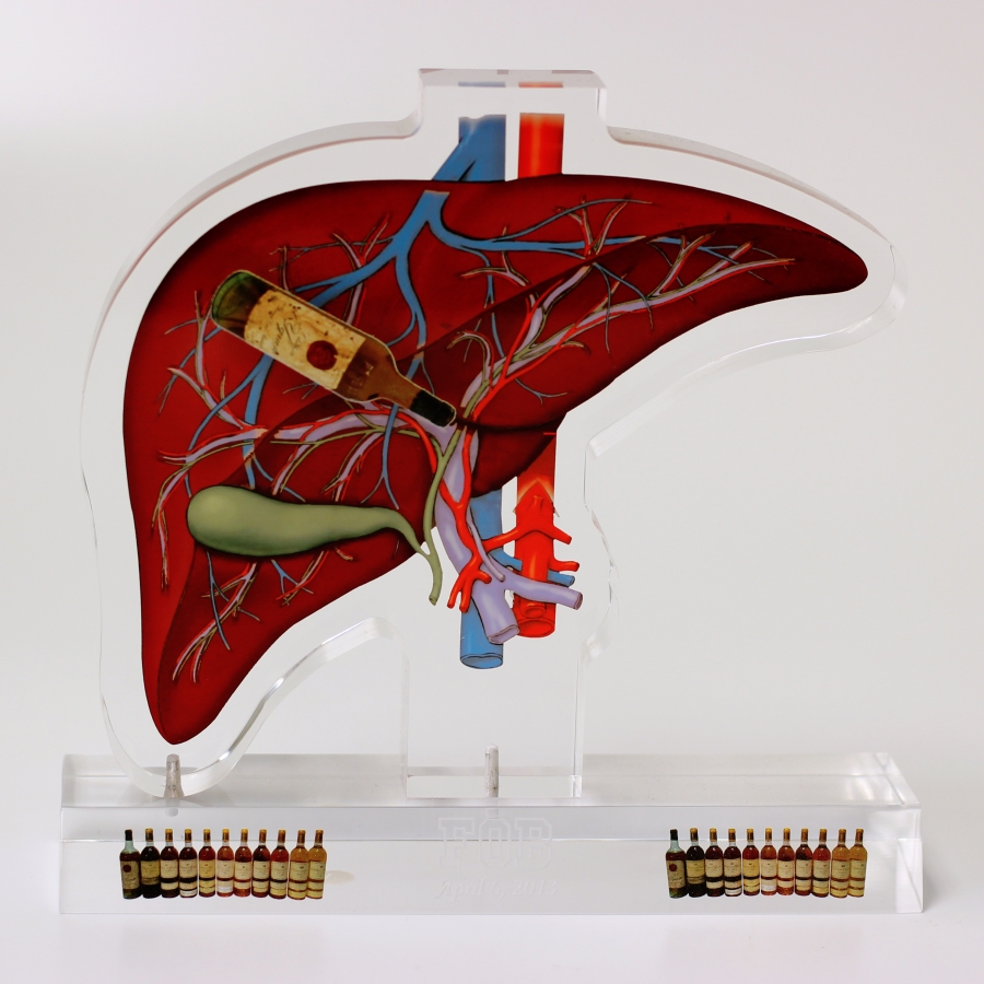 Lucite recognition award in shape of liver award 