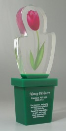 Lucite recognition flower pot trophy award