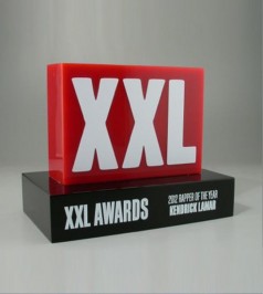 Lucite recognition music award with cut out letter