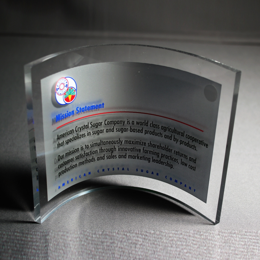 Curved Lucite award display