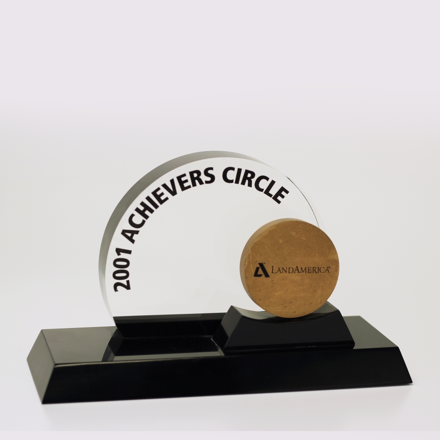 Custom Lucite award or display with 2 circles