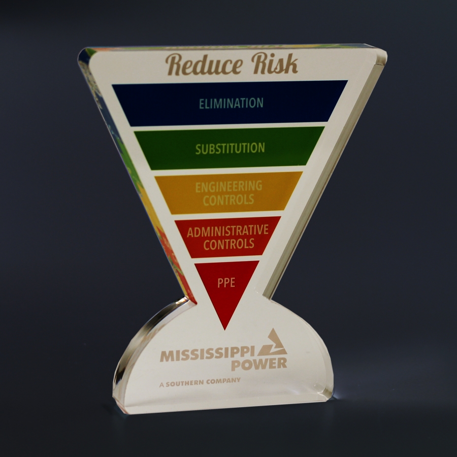 Triangle shaped display or award with safety message